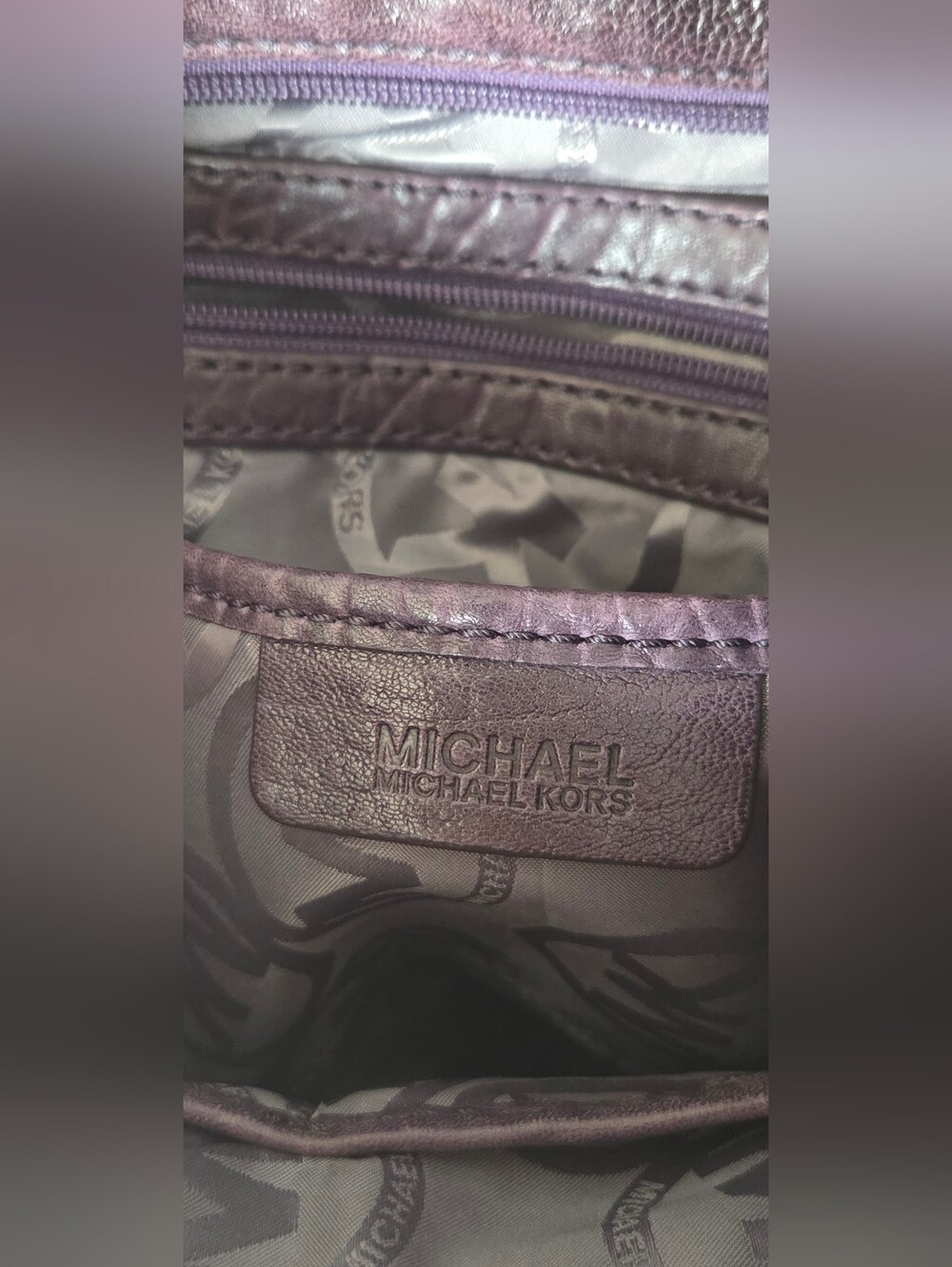 Low Start MICHAEL Michael Kors Deep Plum Pebbled Leather Shoulder Bag - Picture 6 of 16